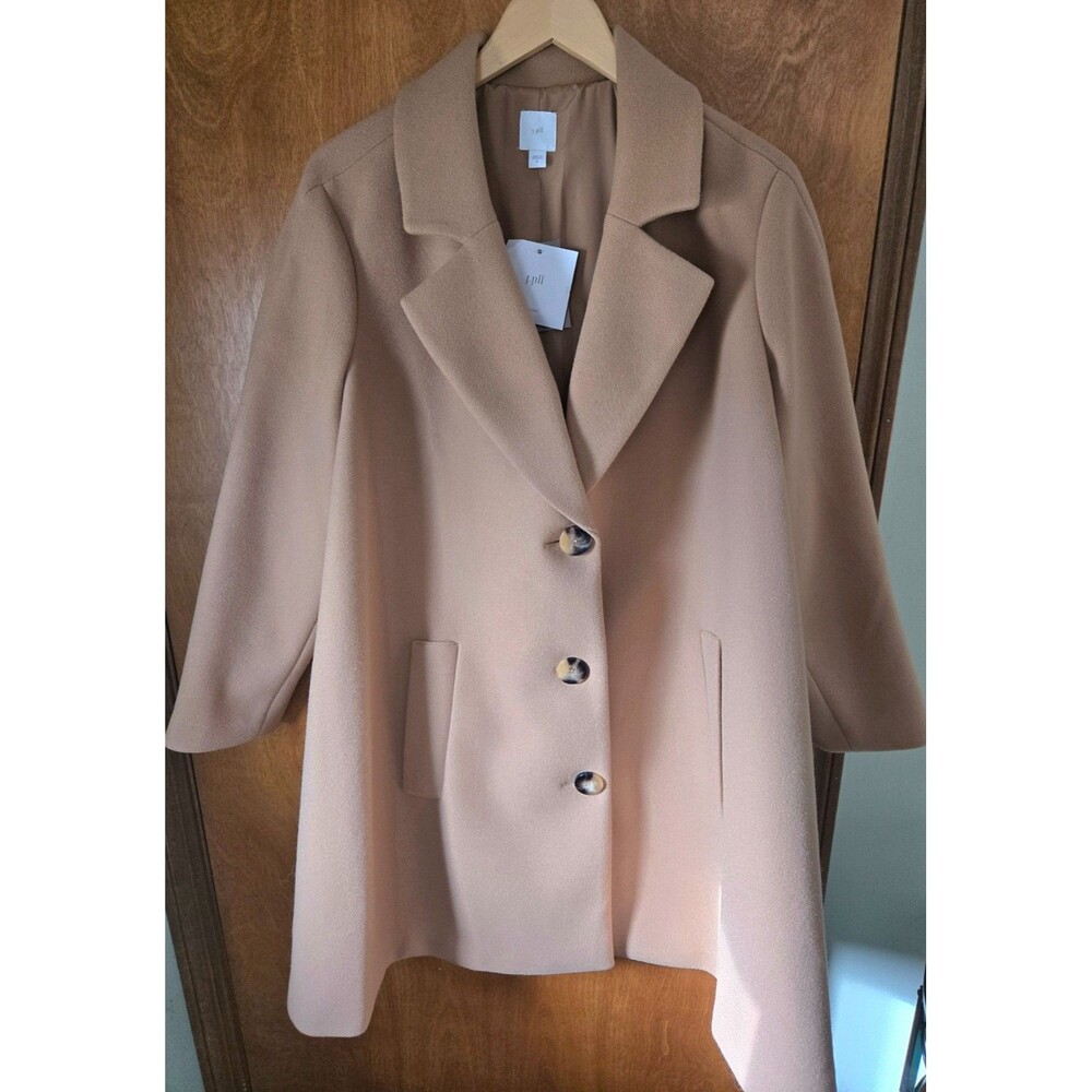 J Jill Camel Pleated Pea Coat Size XL $249 MSRP NWT Quiet Luxury